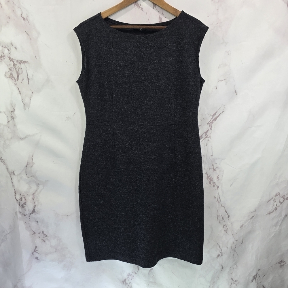Eileen Fisher Dress Womens Large Petite LP Black Wool Tank Sleeveless Stretch